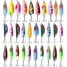 Spoons Metal Lures, 30pcs Colorful Casting Fishing Spinner Baits Trout Trolli...