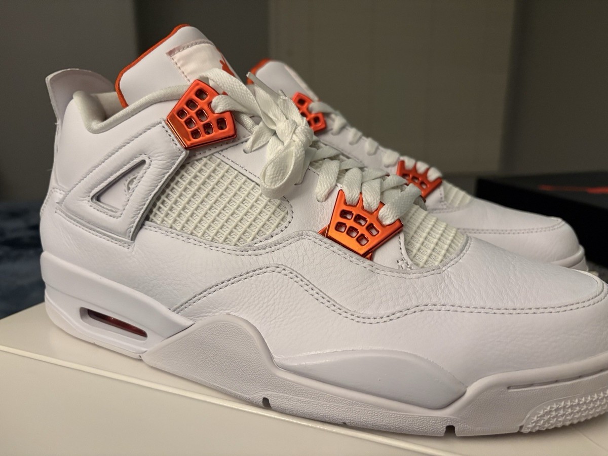 Air Jordan 4 Retro Orange Metallic White/Orange Men's Athletic