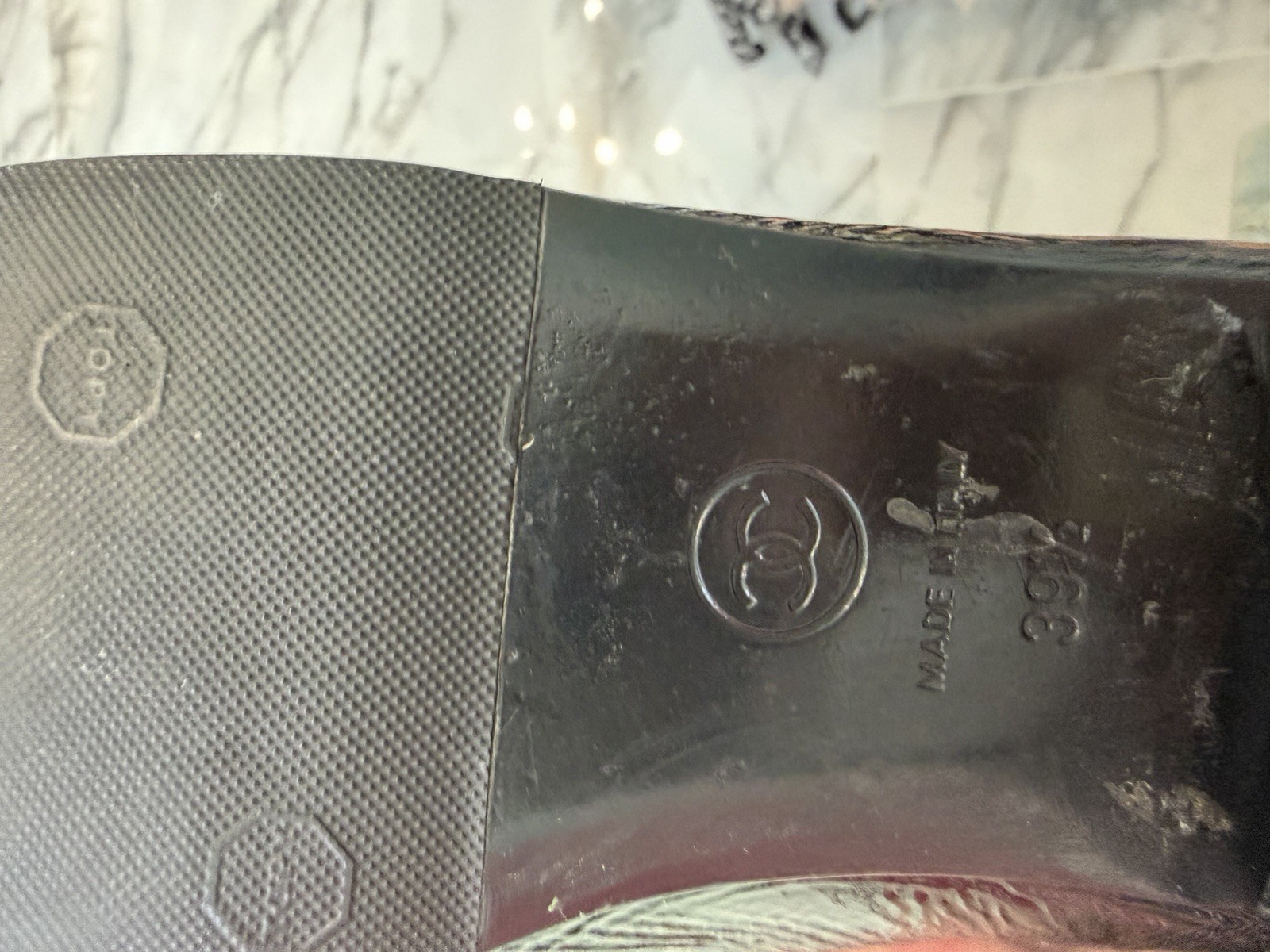 Chanel CC Cap Toe Ballet Flats Black Calf Patent Leather Size EU 38.5 thumbnail 13