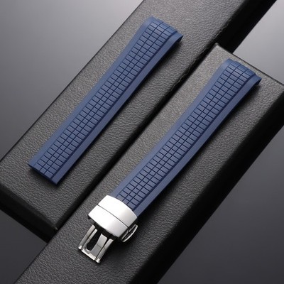 21mm curved-end silicone strap compatible with Patek Philippe Aquanaut 5164/5167
