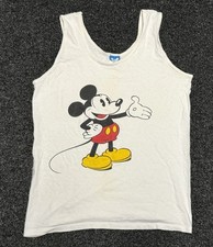 Vtg 80s Disney Mickey Mouse Tank Top M White Single Stitch Character Fashions