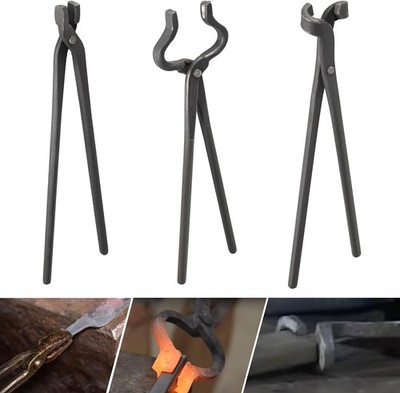 Blacksmith Tools Set - Flat, Bolt, Blade Tongs & Hammers for Forging & Knife ...