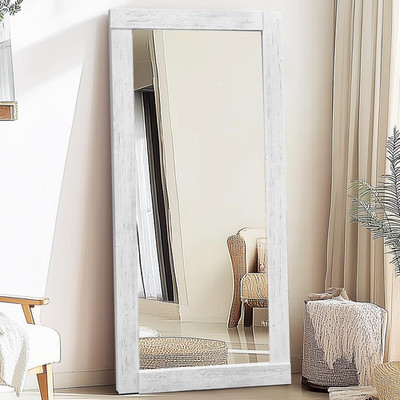 Rustic Modern Full Length Mirror 71''x32'' - Solid Wood Frame, White Finish