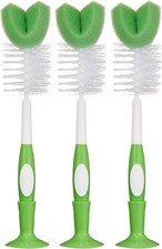 Mama Bear Baby Bottle Brush with Nipple Cleaner  Suction Cup Stand 3 Pack Lot