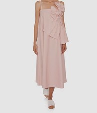 $975 Red Valentino Women's Pink Sleeveless Bow Front Midi Dress Size IT 38/ US 2