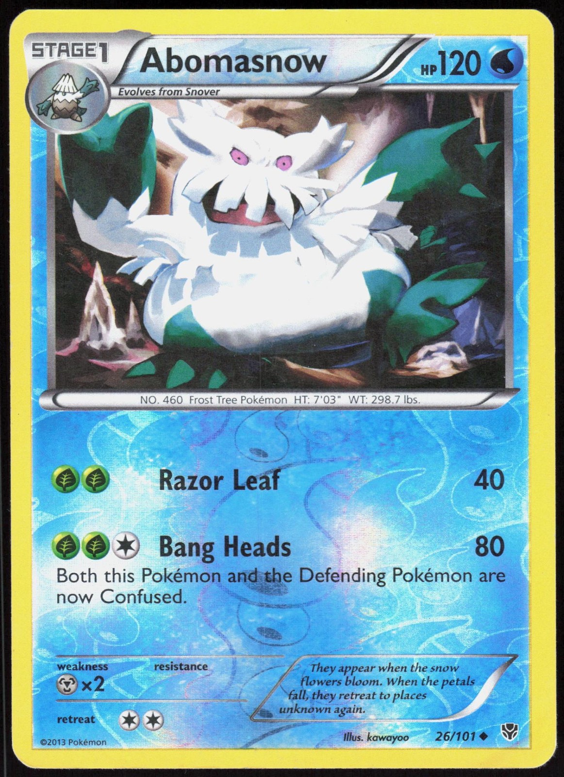 Plasma Blast Abomasnow 26/101 Uncommon Pokemon Reverse Holo MP
