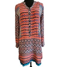 Feathers by Tolani Dress S Anthropologie Tribal Boho Tunic Festival Top Aztec