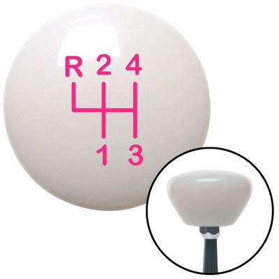 Pink Shift Pattern 8n White Retro Shift Knob w/ M16x1.5 Insert Shifter Auto