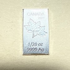 Canada 25 Cents 0.999 fine 1/20 Oz Silver Square Bar - Dated 2021