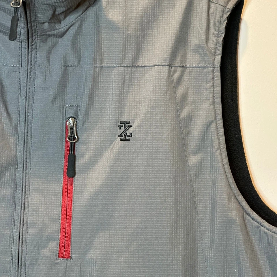 IZOD Reversible Vest Mens Size Large Gray/Black Full Zip Waterproof Fleece Lined - Image 2 of 4