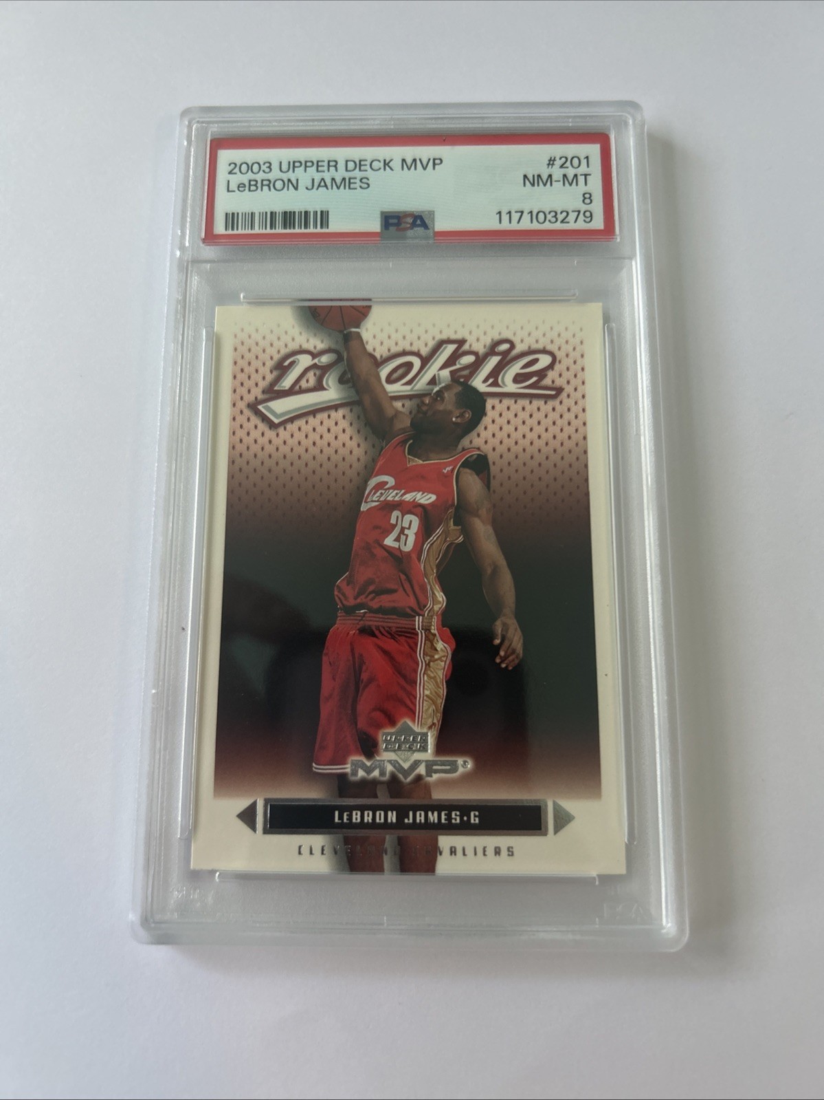 2003-04 Upper Deck MVP Rookie LeBron James #201 Silver (RC) PSA 8