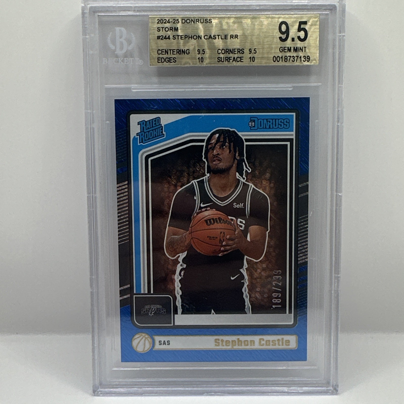 7139 Stephon Castle 2024 Panini Donruss #244 Storm Rated Rookie /299 BGS 9.5
