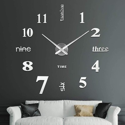 Große 3D DIY Wanduhr - XXL Modernes Wandtattoo für Wohnzimmer & Küche 60-120cm