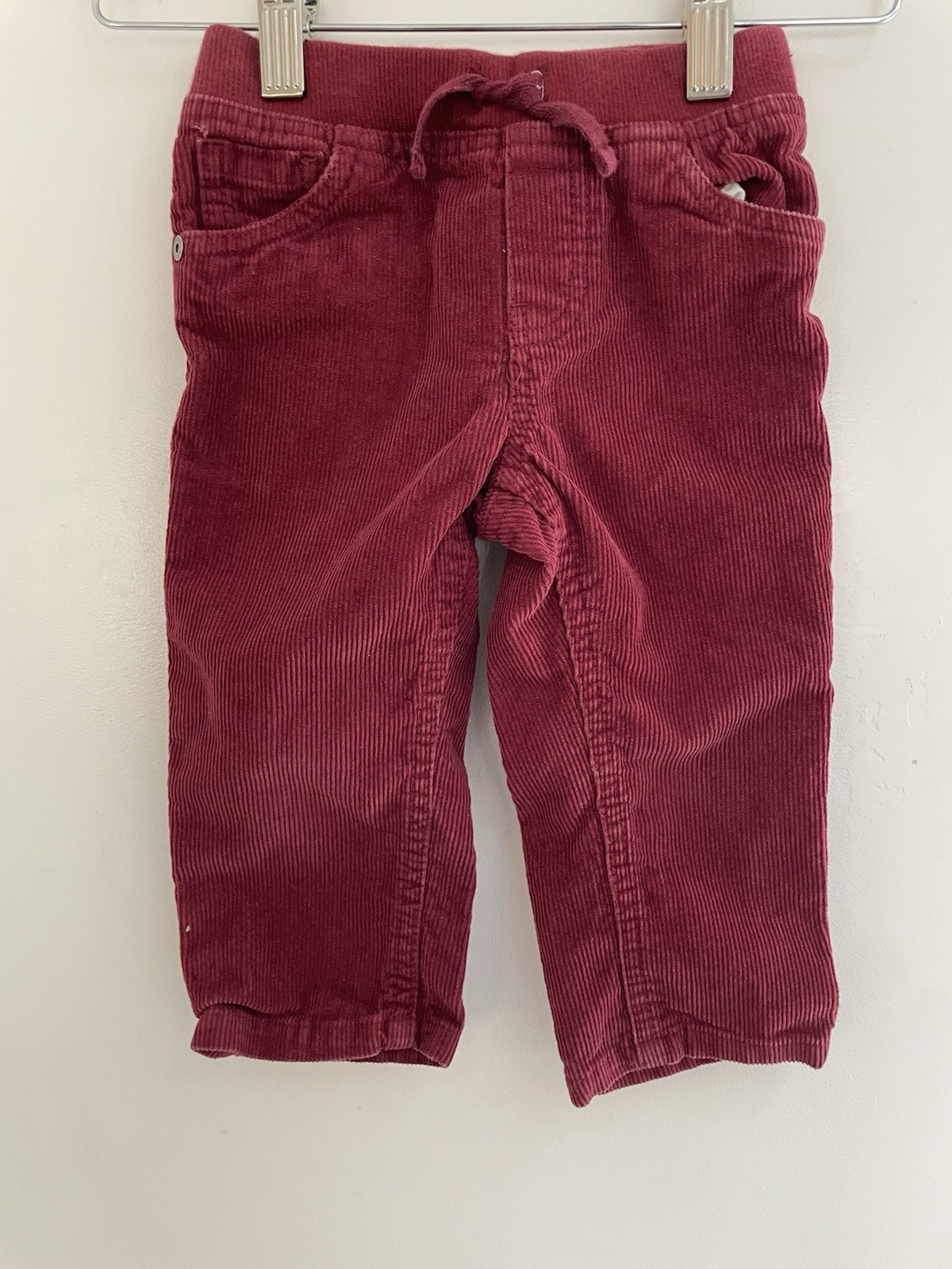 Cherokee Baby Boys Corduroy Straight Leg Elastic Waist Pull On Pants Maroon 18M