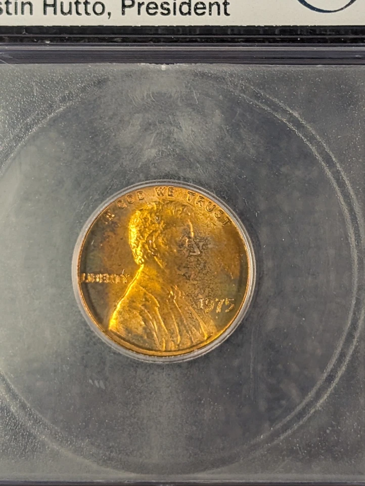 1975-P MS 67+ RD Lincoln Memorial Cent ICG New White Hutto Signed White Label - Image 3 of 4