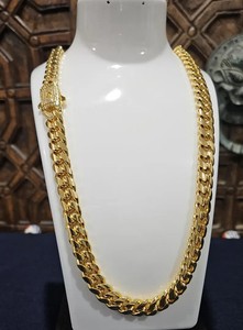 Authentic D-VVS1 Round Cut Moissanite 14k Yellow Gold Plated 10mm Cuban Chain 24" Necklace