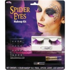 Halloween Spider Web Makeup Kit Eyelash, Gems, Lipstick 23 Pc Accessory Kit 13 