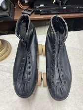 Vintage Hyde Chicago Roller Skate Co Black USA Size 5 Wooden Wheels