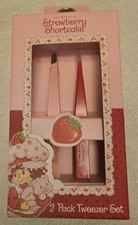 Taste Beauty Strawberry Shortcake Tweezer Duo Set Slant Pointed Tip 2 Pack New