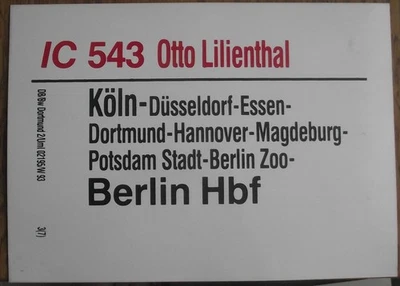 Plaque de destination IC 543 et IC 602 - Photo 1/2