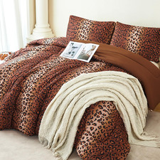 Cheetah Print Comforter Set Queen, 3 Pieces Animal Leopard Print Bedding Set wit