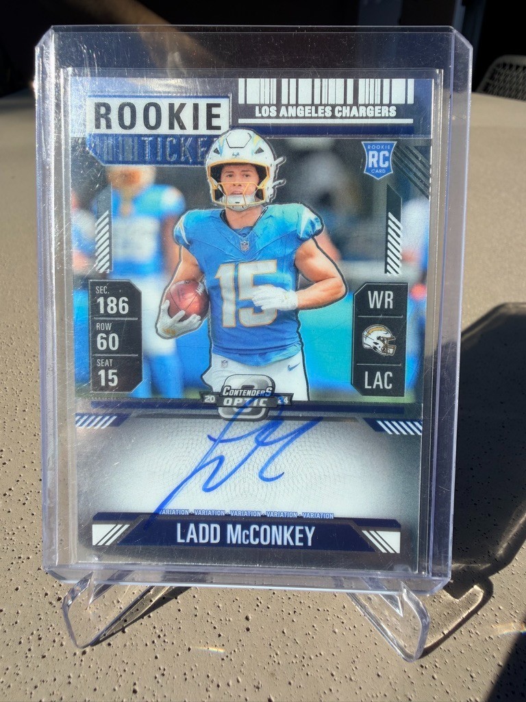  Ladd McConkey 2024 Contenders Optic Rookie Ticket Auto RC Silver Prizm #110