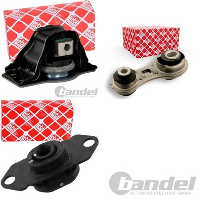 3x FEBI MOTORLAGER SATZ LINKS+RECHT+OBEN passend für RENAULT MEGANE SCENIC II 2