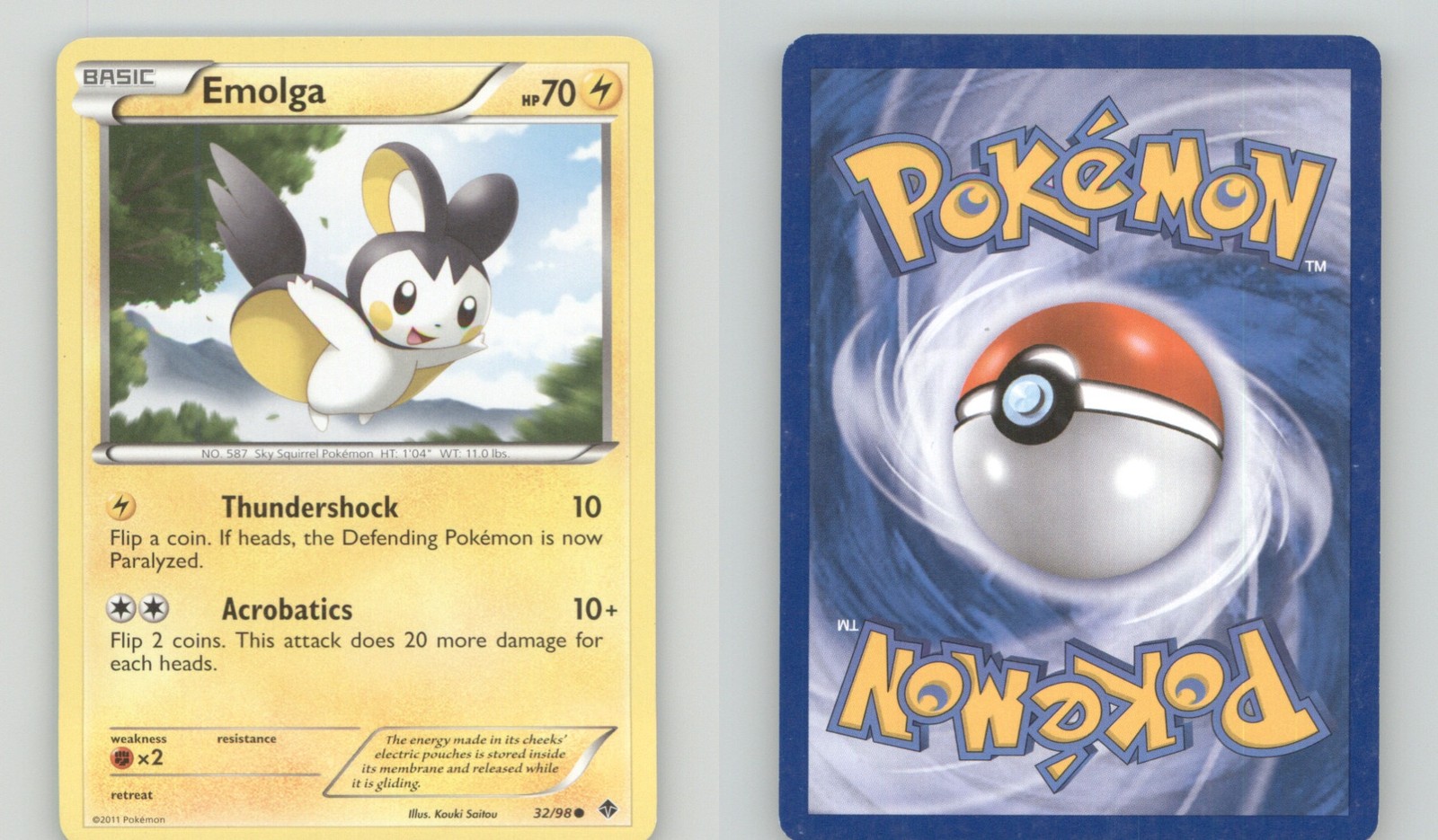EMOLGA 32/98 COMMON EMERGING POWERS POKEMON LIGHTLY PLAYED