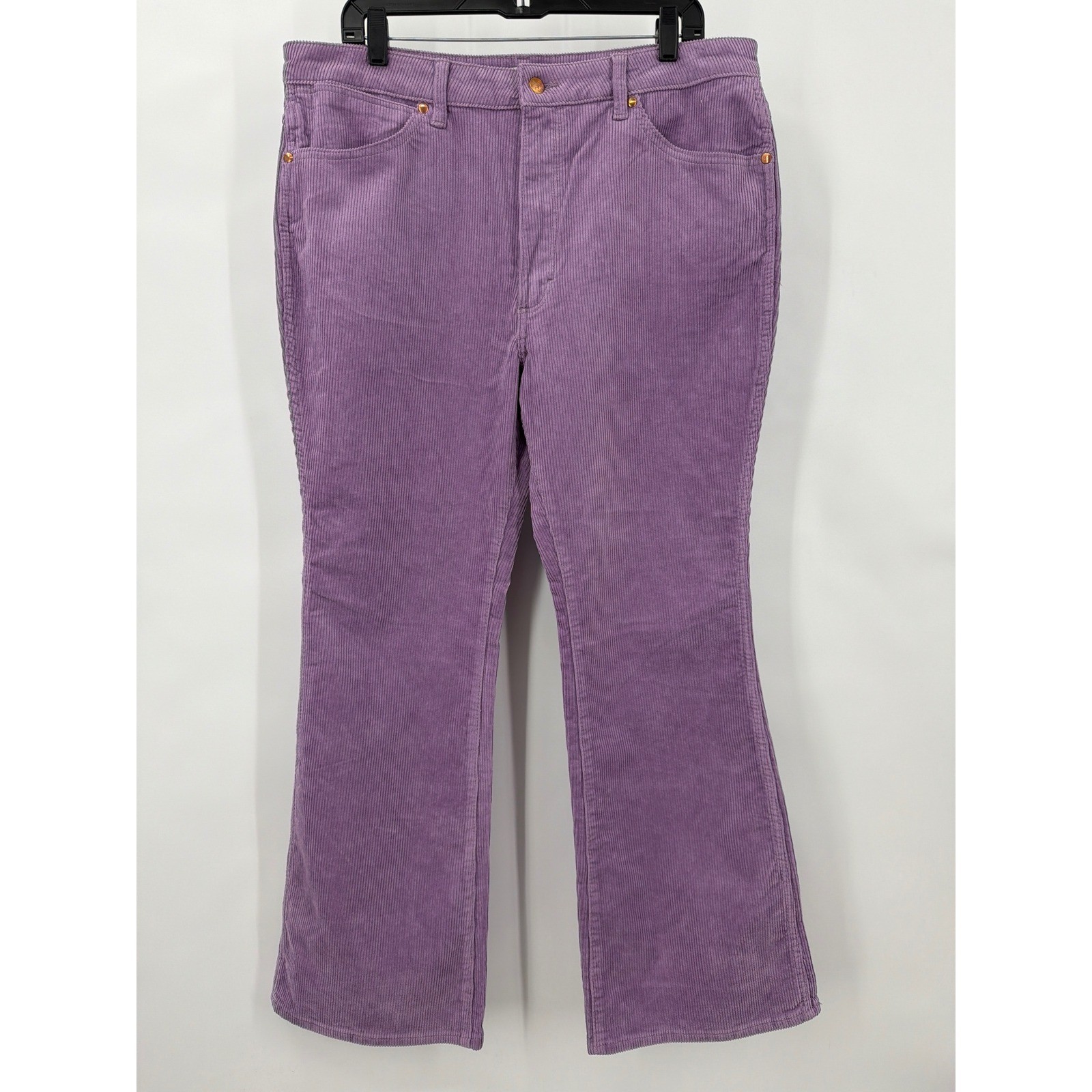 Wrangler Retro Lavender Corduroy High Rise Flare Leg Pants Women 36x30 Wide Wale