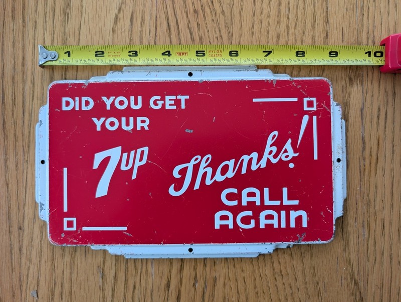 Vintage 7up Steel Sign 1950s Advertising Store Sign Embossed Soda Cola Pop