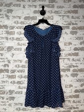 SUPER CUTE CLASSIC J.Crew Polka Dot Ruffle Short Dress - Blue White Size SMALL