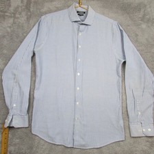 Express Shirt Mens Medium Blue Stripe Extra Slim Dress Button Front Long Sleeve