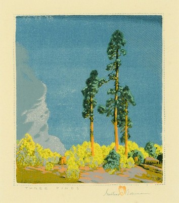 Gustave Baumann - Three Pines -archival quality cold press paper 13x19