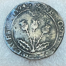 James I of England (James IV Scotland) Merk 1594. hammered silver coin