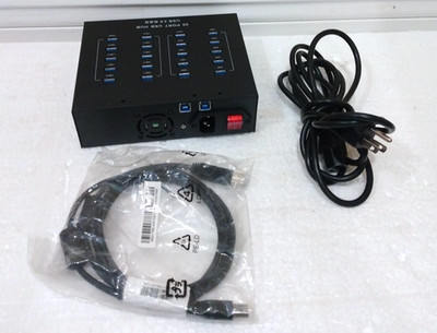 A-213P 20-Port USB Splitter 3.0 HUB 100-240V-50-60Hz With Power Cord & Cable