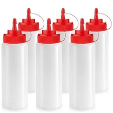 12oz Condiment Squeeze Bottles  Leakproof Nozzle,6-Pack for Sauces Cooking Oils