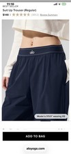 Alo Suit Up Wide-Leg Trousers Pull-On Elastic Waist Navy Women s SMALL