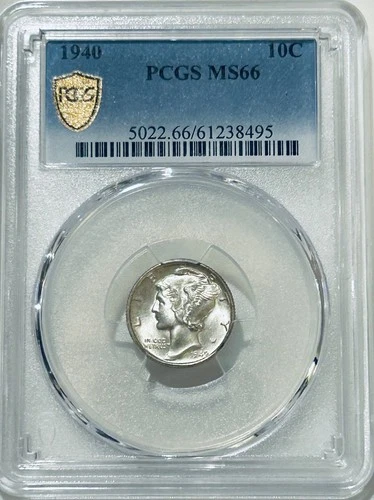 1940 P Mercury Silver Dime PCGS MS66 Gold Shield