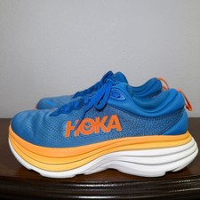 HOKA Bondi 8 Men  s 8 2E Wide Blue Orange Running Shoes