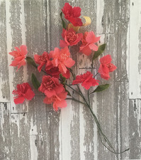 Antique Vintage Millinery Spray of 12 Flowers Magenta Pink Color