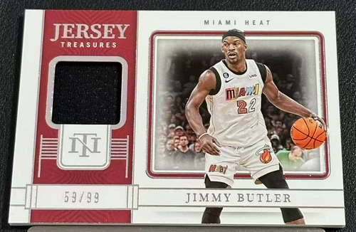 Jimmy Butler 2022-23 Panini National Treasures 59/99 Patch GU Jersey #JT-YMM