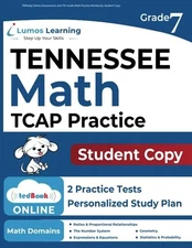 TNReady Online Assessments and 7th Grade Math Practice Workbook, Student Cop...