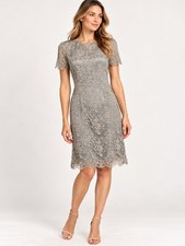 Valentino Grey Floral Lace Crew Neck Mini Shift Dress Size 2
