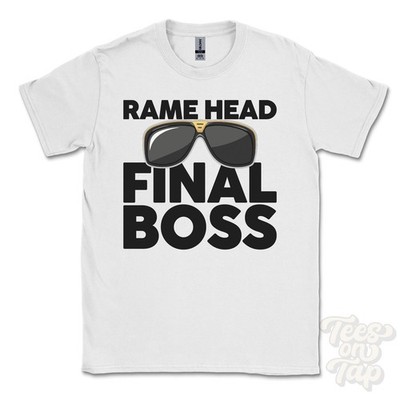 RAME HEAD FINAL BOSS T-SHIRT funny xmas gift millbrook cornwall england ibiza