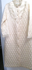 Vintage JC Penney Womens L Ivory Misses Robe Quilted Embroidered Made in USA