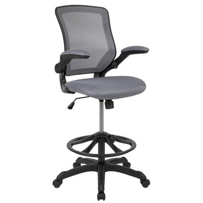 Grünkohl Mid-Back dunkelgrau Mesh ergonomischer Zeichenstuhl mit verstellbarem Fußring