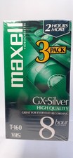 Maxell GX-Silver T160 8hr VHS Tapes 3pk