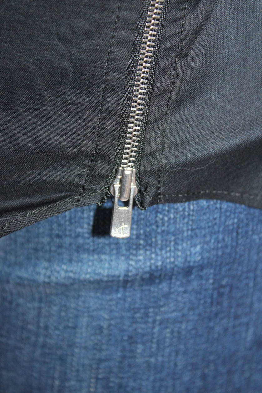 AR Womens Button Front Side Zip Collared Long Sle… - image 4