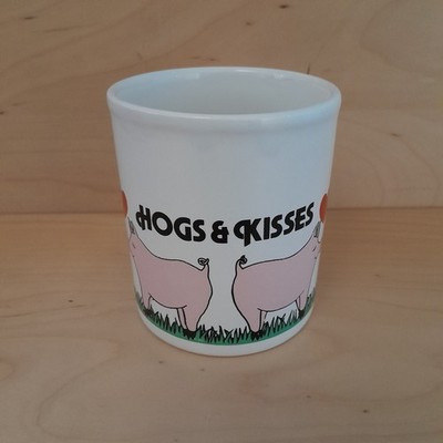 HOGS & KISSES SCHWEIN TASSE 1980 June Sobel KILNCRAFT STAFFORDSHIRE KERAMIKTASSE