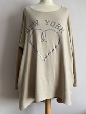 Made in Italy New Collection ONESIZE New York Heart Sweatshirt Tunic Top. 26.5”